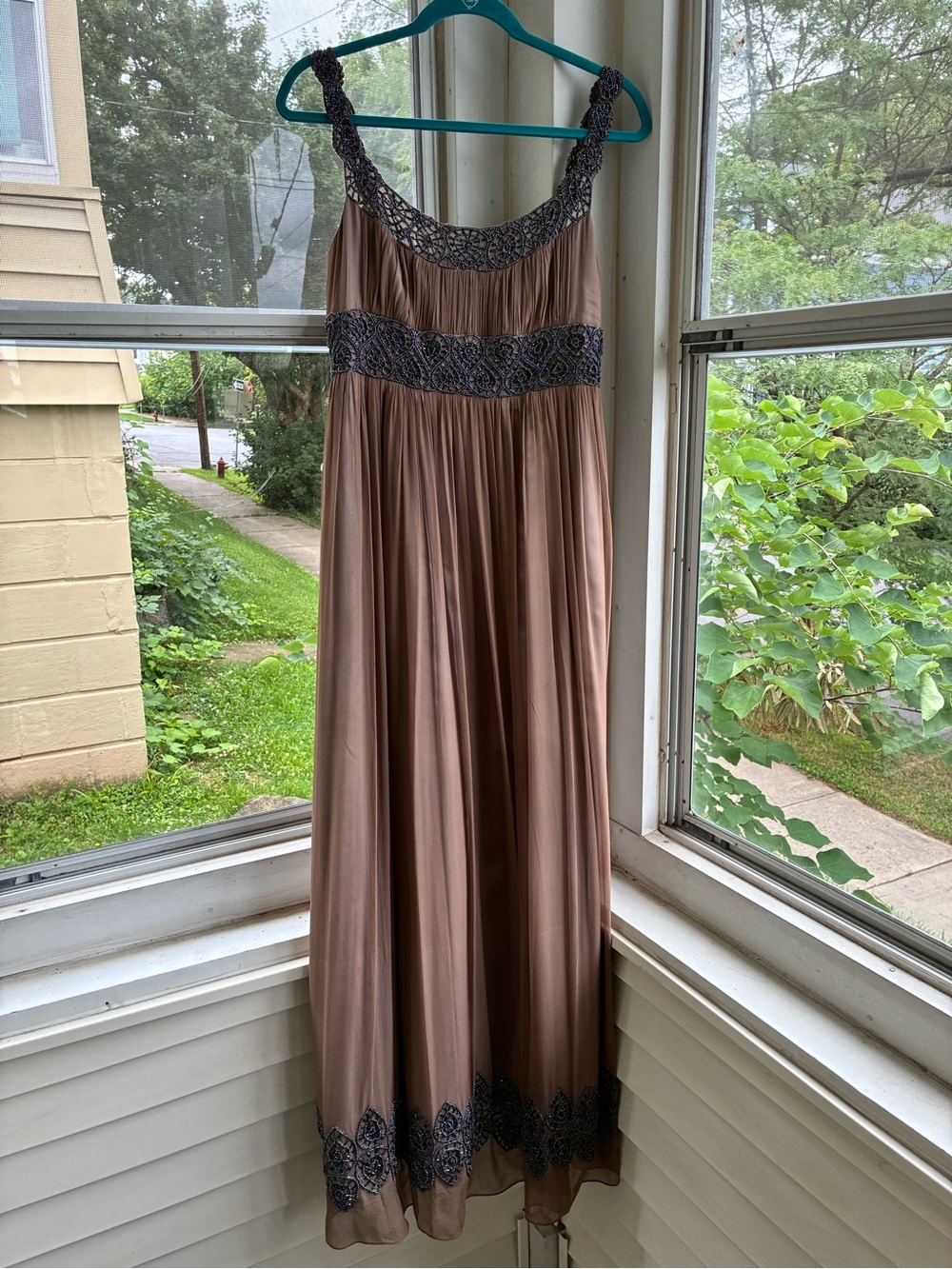 Adrianna Papell Beaded Mauve Maxi Dress
